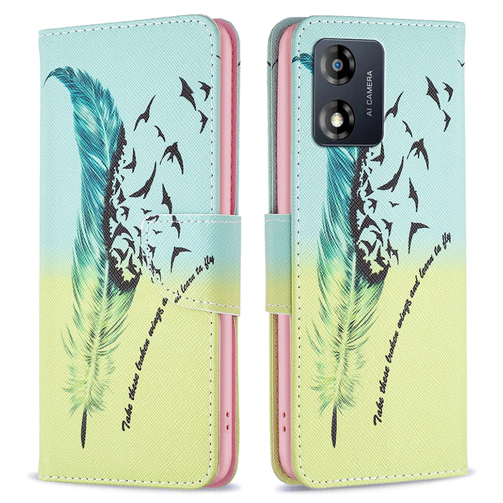 Kožené pouzdro na telefon pro Motorola Moto E13 4G s potiskem vzoru BF Kožený kryt Series-1 s plnou ochranou Flip Kryt na peněženku Kožené pouzdro na telefon pro Motorola Moto E13 4G s potiskem vzoru BF Kožený kryt Series-1 s plnou ochranou Flip Kryt na peněženku